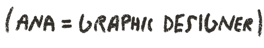 text ana = graphic designer written in black charcoal